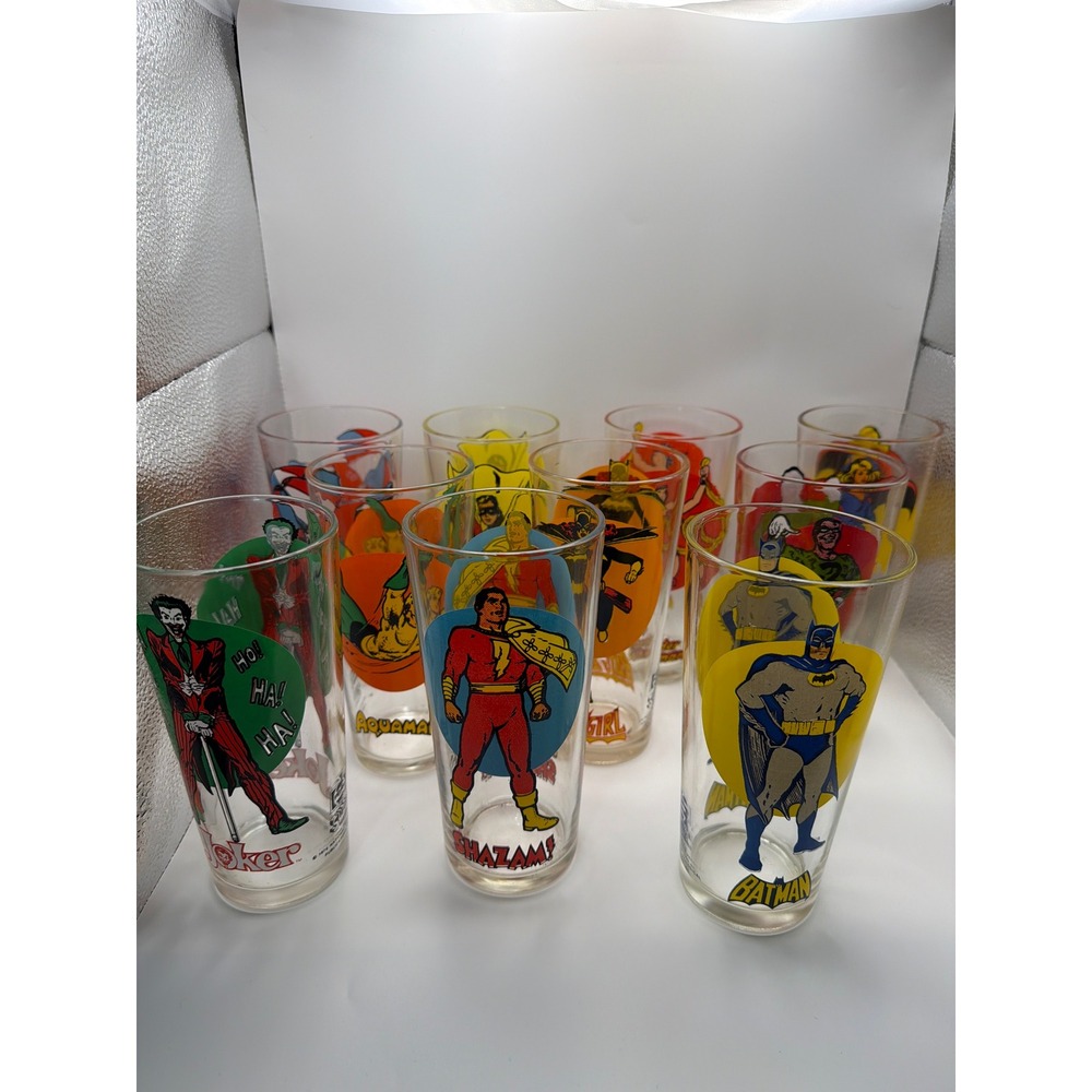 Vintage 1976 NPP Pepsi Super Series DC Comics Moon Glasses Lot of 10 pc